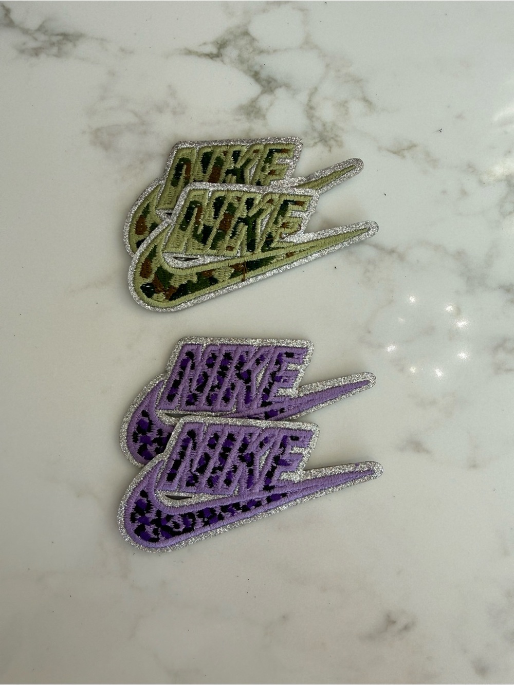 Hand Crafted Green Camo & Purple Leopard Patch Set